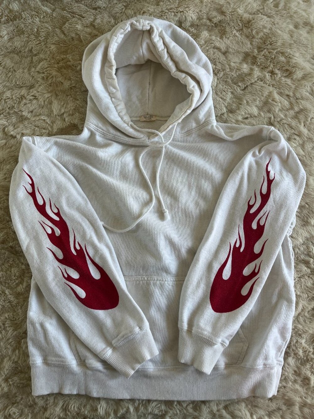 Brandy Melville Christy Flame Hoodie White Red